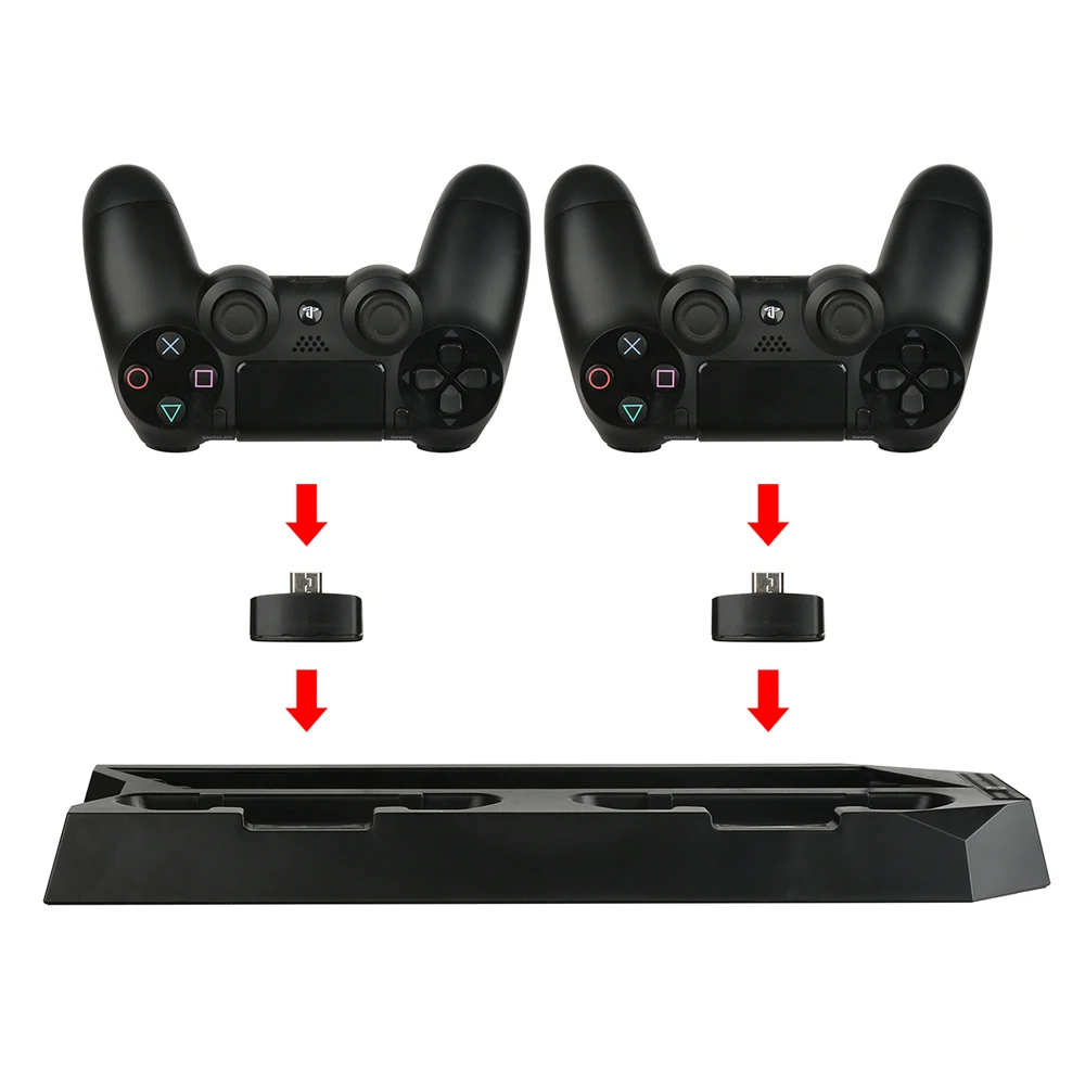 Вертикальная подставка 2 в 1 для PS4 Slim/PRO с двойной зарядной станцией Joypad и 3 портами