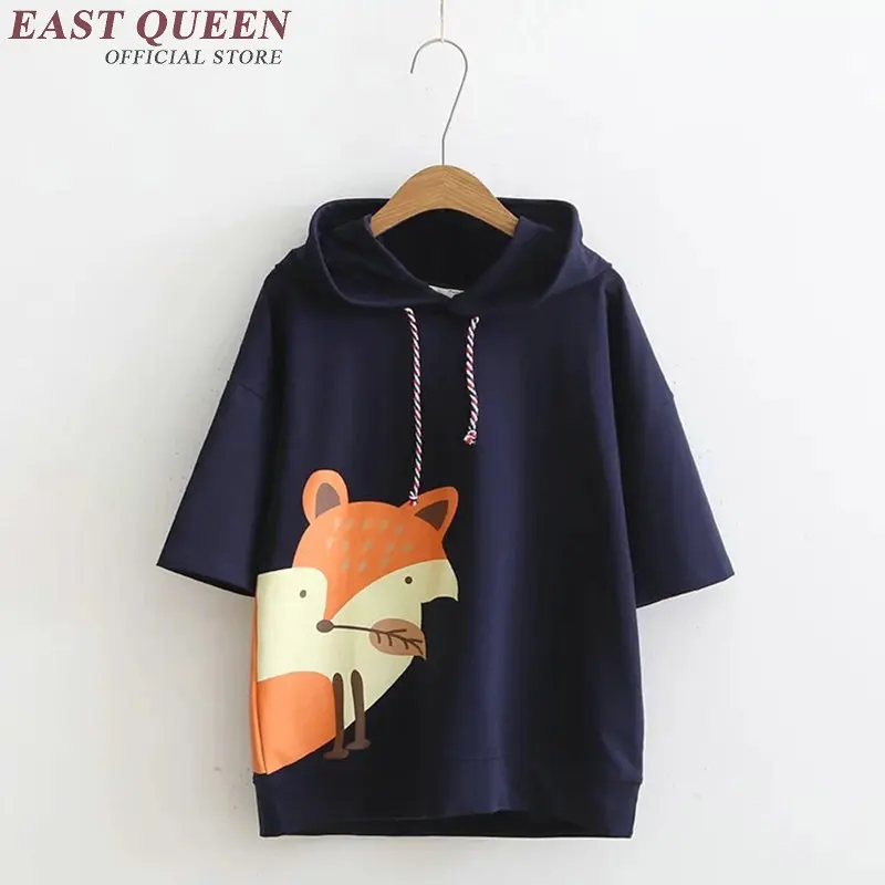 Женская толстовка с ушками Свитшот в Корейском стиле принтом лисы KK1603 H 2018|sweatshirt