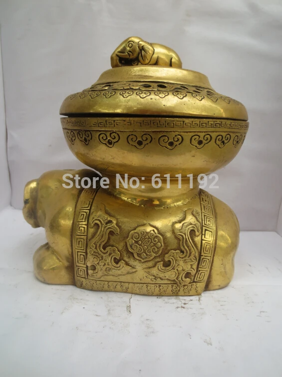 FengShui home decoration hand-carved brass Elephant sculpture Censer Incense burner Metal crafts |