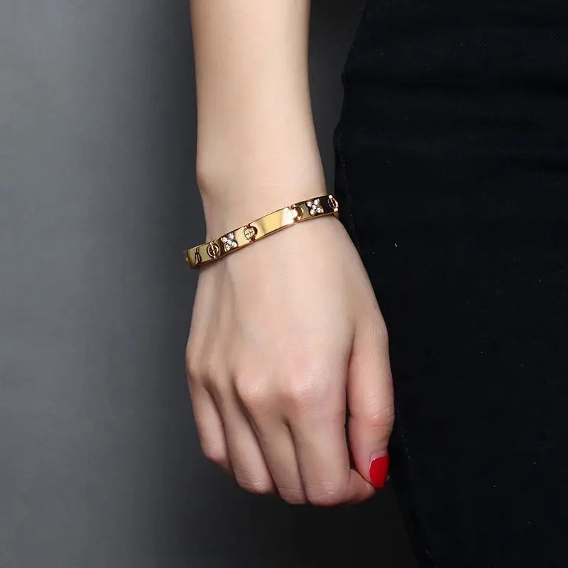Vnox женский Браслеты золото цвет Нержавеющая сталь Любовь Bijoux Регулируемый