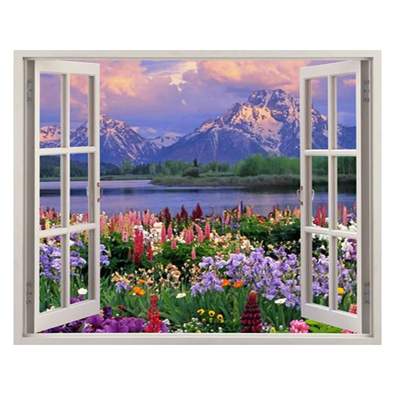 

Full Square Round Drill 5D DIY Diamond Painting "Scenery Outside The Window" 3D Embroidery Cross Stitch Mosaic Home Decor Gift