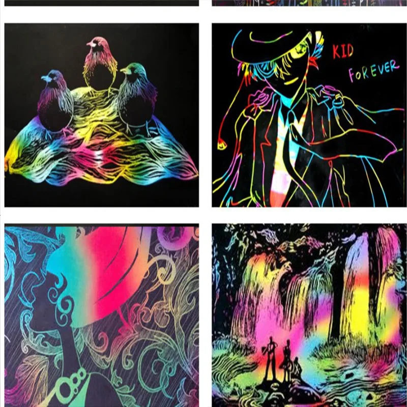 50 шт. Dazzle Magic Scraping Art paper DIY ремесло для детей креативный рисунок скребковая живопись Декор из игрушек бумажный материал для скрапбукинга