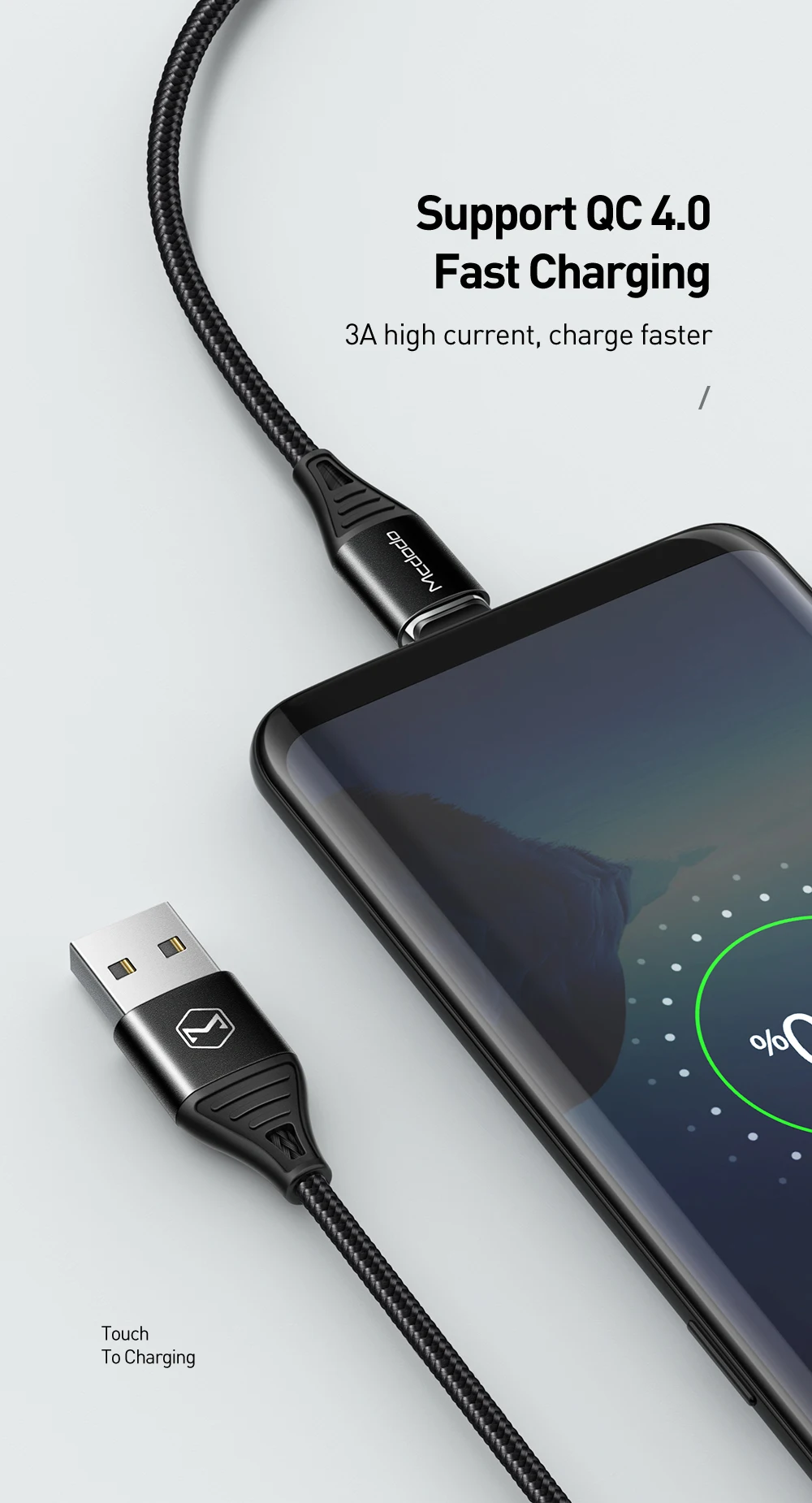 MCDODO Магнитный кабель 3A для быстрой зарядки iPhone XS X samsung зарядное устройство Quick Charge 3,0 Micro usb type C Магнитный шнур для передачи данных