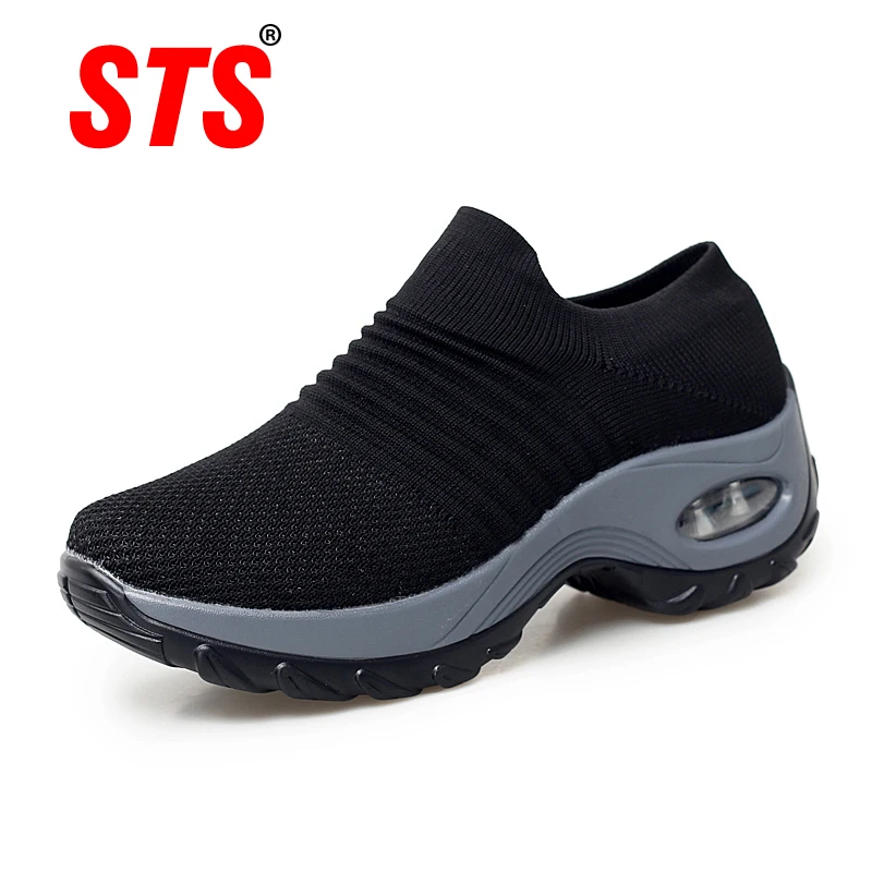 

STS BRAND New Breathable Mesh Woman Shoes Women Sneakers Slip On Air Cushion Sneakers For Ladies Mesh Sock Shoes Tenis feminino