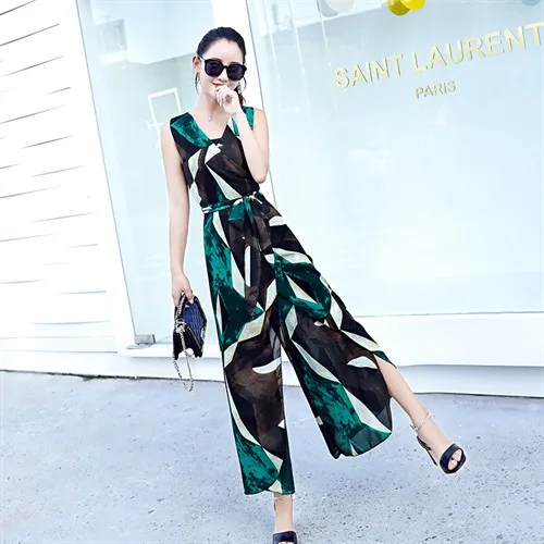 Женский Летний комбинезон с глубоким V образным вырезом высокой талией и