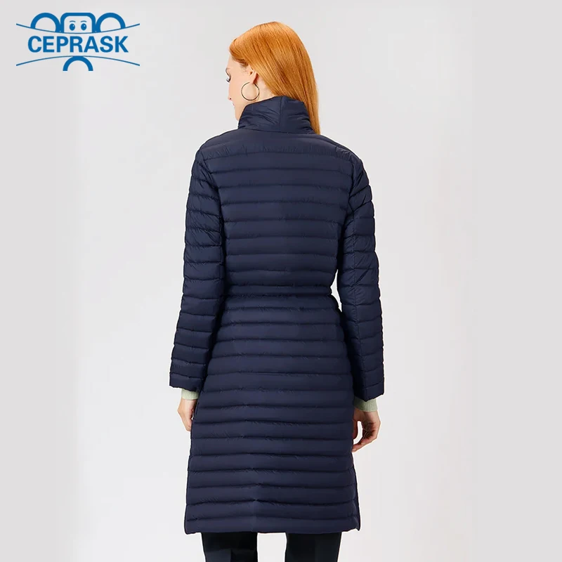 Женская куртка с поясом CEPRASK тонкая ветрозащитная парка большого размера плюс