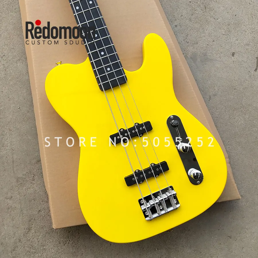 Заводская 4 струны TELE bass ebony гриф электрическая бас гитара желтого цвета музыкальный инструмент магазин