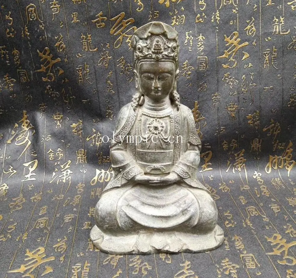 

8'' copper carved china Tang Dynasty syle Vairocana Avolokitesvara Guanyin