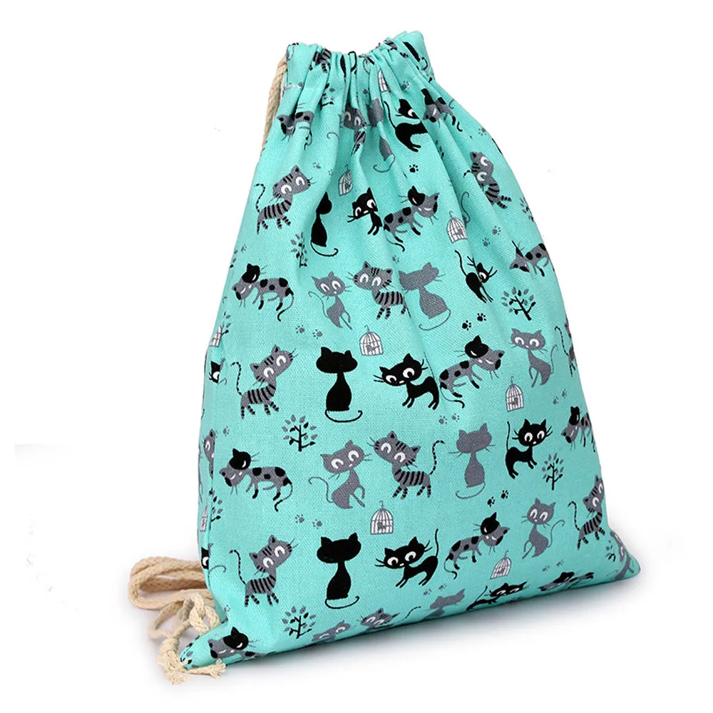 Drawstring Рюкзак Унисекс Модный хлопковый материал для отдыха спортивный рюкзак