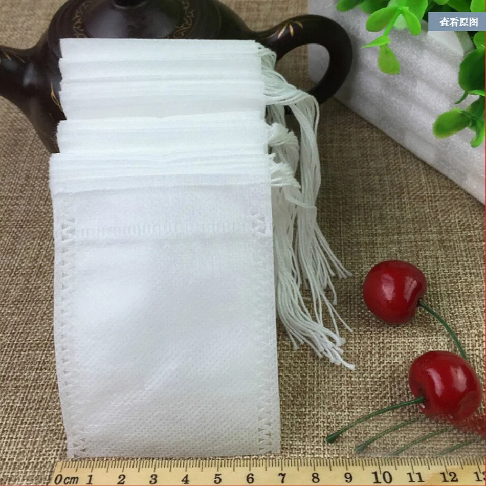 

Новые чайные пакетики 100 шт. 7x9 см пустые пакетики для чая со шнурком, фильтр для заварки, натяжение для одноразовых пакетиков для чая из ПУ er