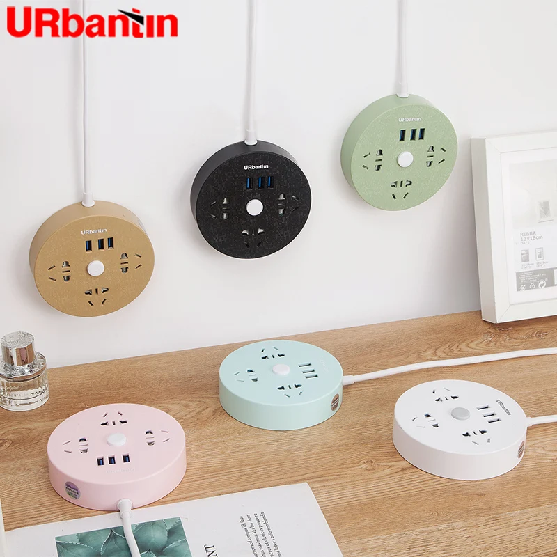 Urbantin силовая полоса 3USB 3AC розетка с Умной вилкой usb розетка удлинитель Быстрая зарядка для xiaomi samsung с вилкой EU AU