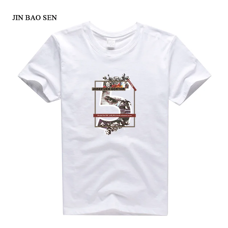 Летняя футболка с короткими рукавами из хлопка 2018 Новая мужская белый свободные