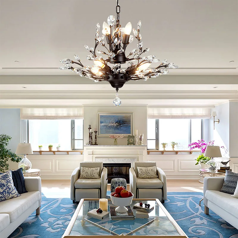Modern American country crystal E14 LED personality creative chandelier for living room dining bedroom porch restaurant | Лампы и