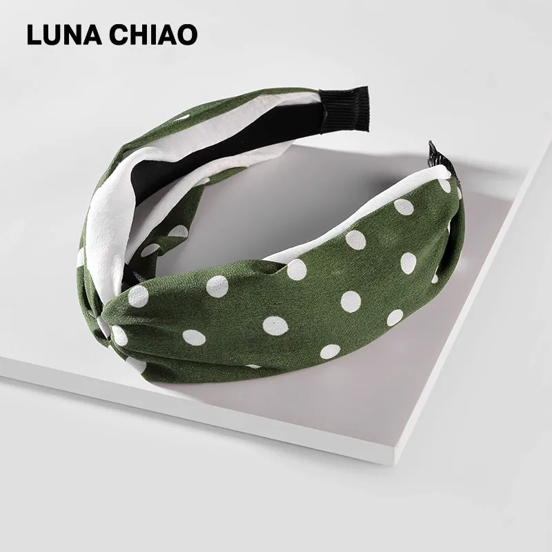 Женская широкая повязка на голову LUNA CHIAO летняя одежда для волос в горошек модные