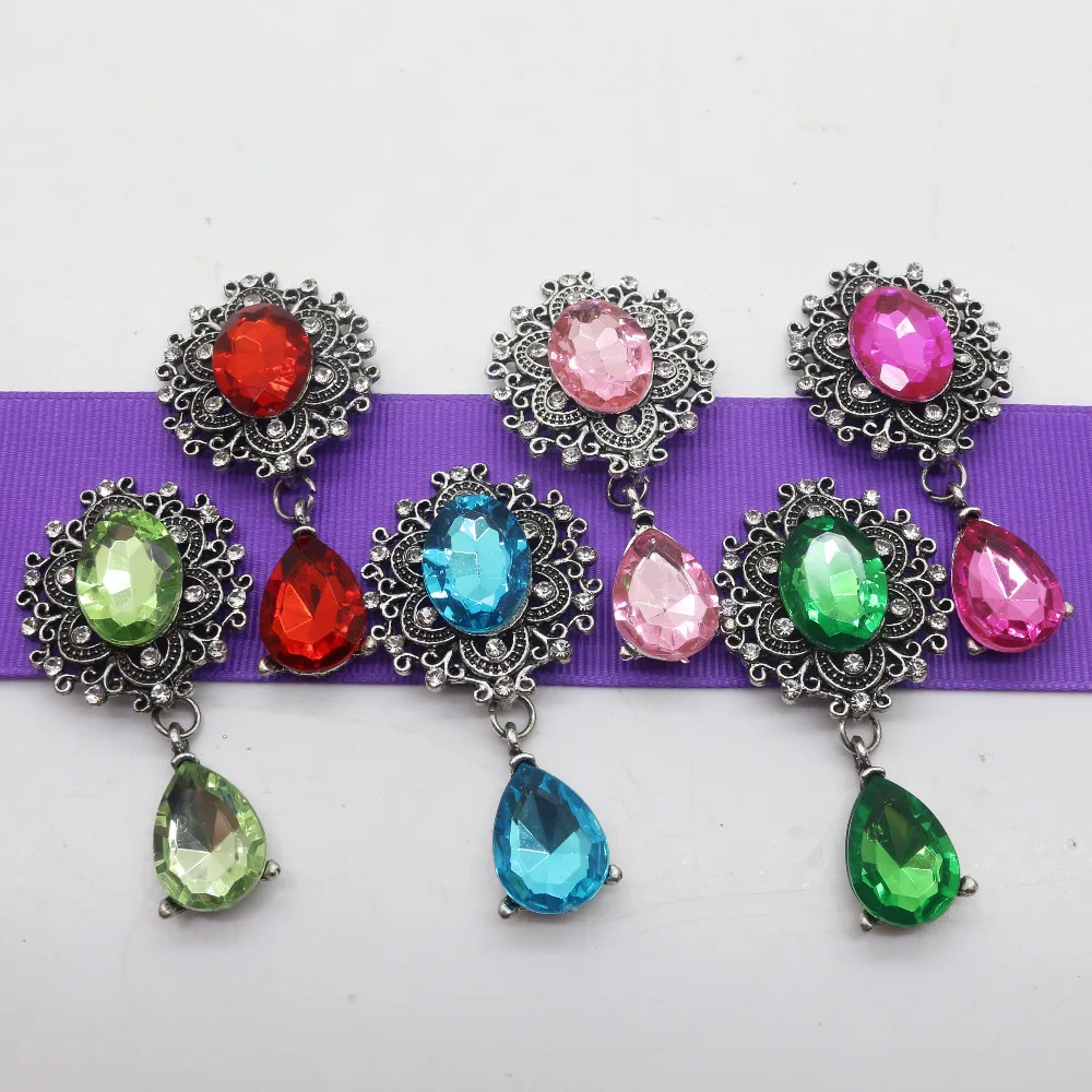

New 5pc Retro Color Acrylic Rhinestone Brooch Button 2020 Wedding Wine Glass Decoraation Flatback Clothing Metal Accessories