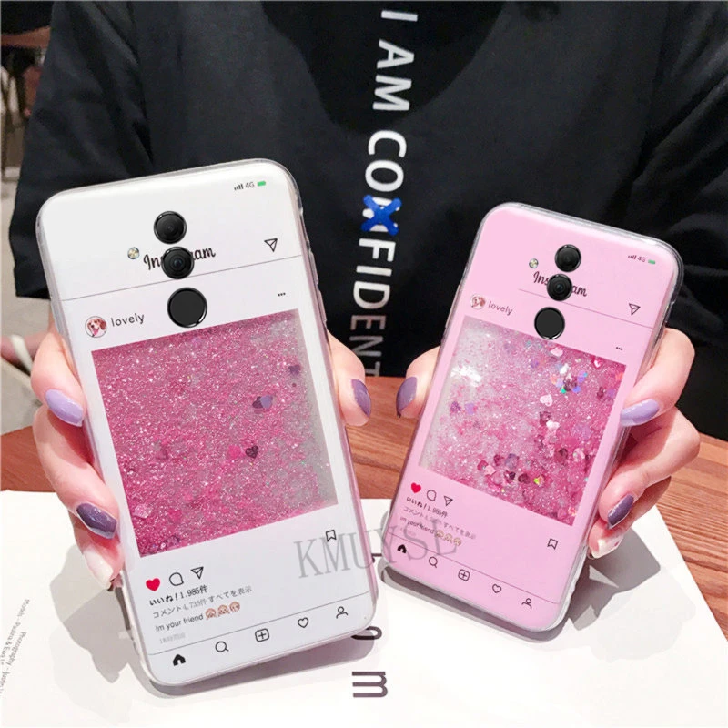 Блеск динамическая жидкость чехол для huawei P Smart плюс Y5 Y6 P20 P30 Коврики 20 Lite Nova 3i 3 4 Y9 Honor 8X 7A 7C Pro крышка