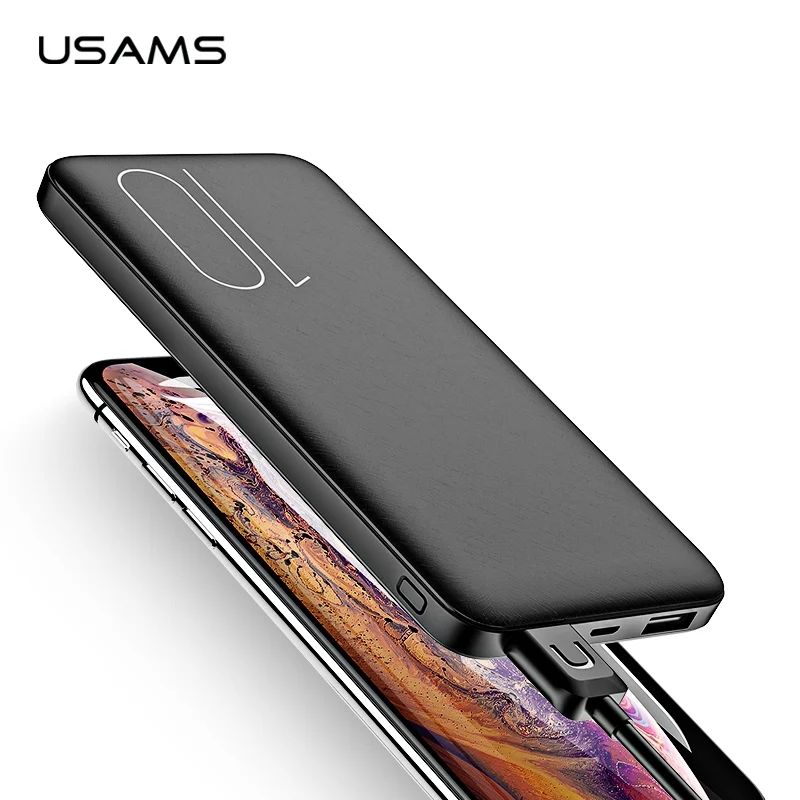 USAMS свет тонкий с двумя портами USB Мощность Bank 10000 MAH Портативный путешествия