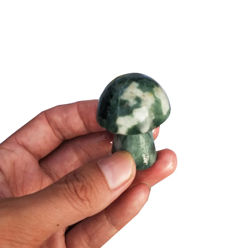1pcs Natural Green Agate Citrine Mushroom Shape Reiki Crystal Stone An ornament for a home or garden | Дом и сад