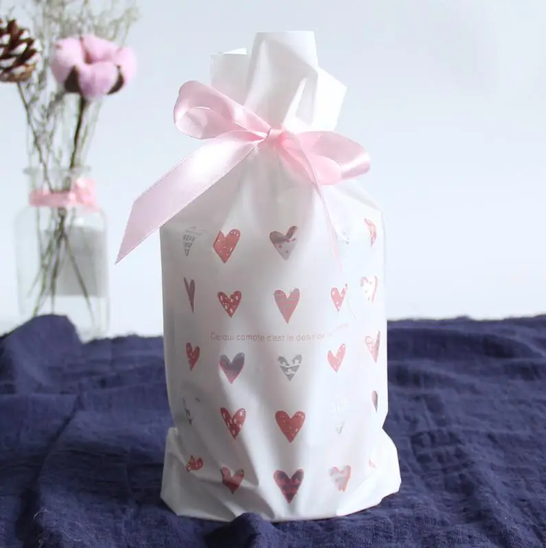 Heart LBSISI жизнь 50/100 шт мешки для печенья, конфет Рождественский подарок сумки закуски с нугой и PE Пластик сумка-кисет День рождения свадьба - Цвет: Heart