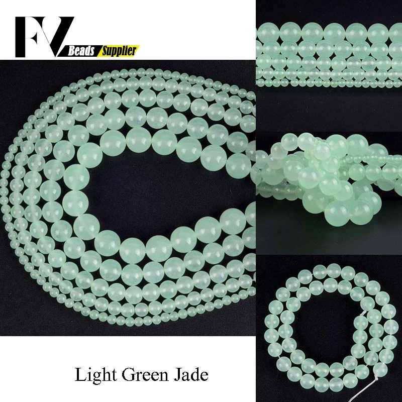 4 6 8 10 12mm Natural Light Green Jades Stone Round Loose Beads For Jewelry Making Handicraft Jewellery Accessories Wholesale | Украшения и
