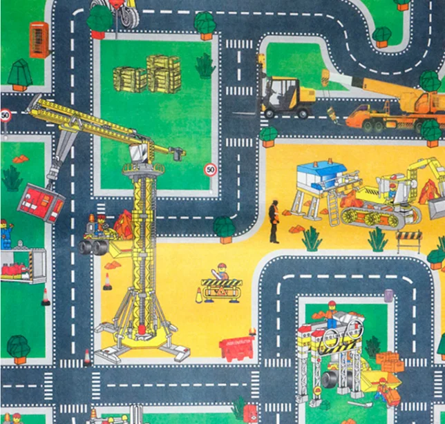 Toys city traffic map 7-piece set with alloy car road sign Play Game Mats Baby Kids Crawling Blankets Floor Carpet Decoration | Дом и сад