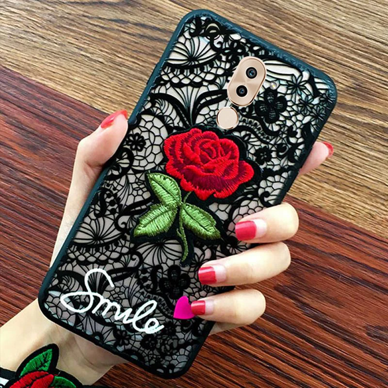 XinWen luxury cute Fashion Rose Flower PC Phone cover coque case For HuaWei honor 6x 6 x = mate 9 lite gr5 2017 Sexy Lace Back |
