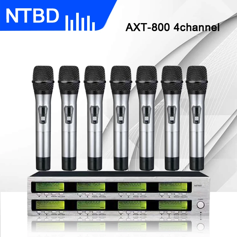 저렴한 (에서 선박 Us) 8 채널 휴대용 무선 마이크 가라오케 가라오케 무대 공연 AXT-800 전문 마이크