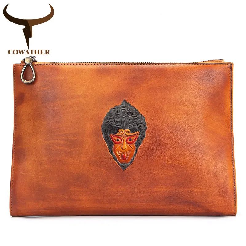 M8181 brown COWATHER, высококачественный мужской кошелек из натуральной коровьей кожи, дизайн, мужские кошельки большой вместимости, мужские сумки M8181 - Цвет: M8181 brown