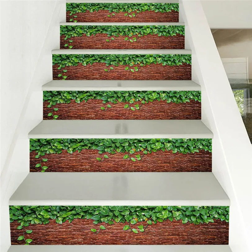 3d имитация растений наклейки для лестницы Современная Настенная Наклейка