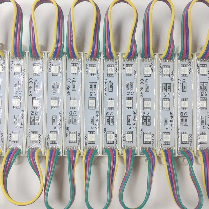 100 шт. светодиодный 5050 3 модуль 12 В водонепроницаемый RGB цвет сменные светодиодные