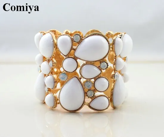 Comiya bracelete masculino Bijoux Femme Boho заполненный цинковый сплав имитация белых страз женские браслеты браслет