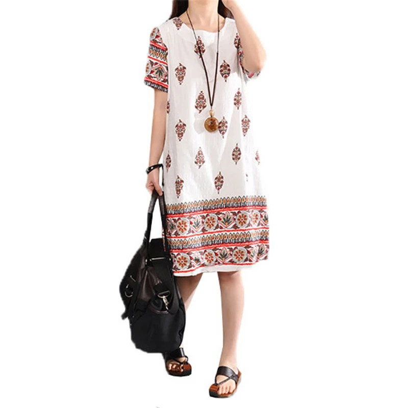 2019 Новый стиль летнее платье с модным принтом свободные большие размеры Для