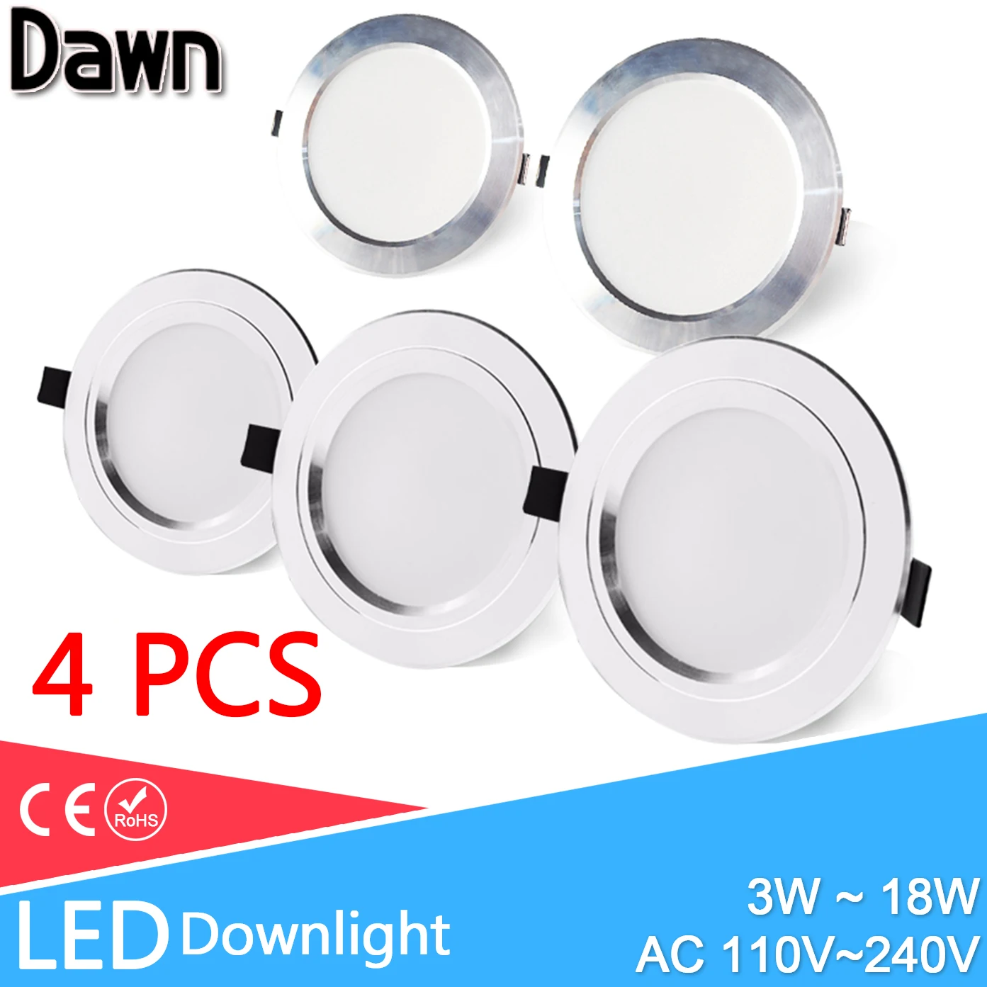 4pcs Ultra Thin LED Downlight 110V 220V Round LED Ceiling Recessed Spot Light Down Light 3W-18W 7W 9W 10W 12W 15W led downlight 220v ceiling recessed spot light 3w 5w 7w 9w 12w 15w 18w 24w 30w ultra thin round led light