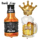 Большая Золотая Корона, бутылка для виски, пивная чашка, воздушный шар из фольги, король, украшение для дня рождения, свадьбы, торжества