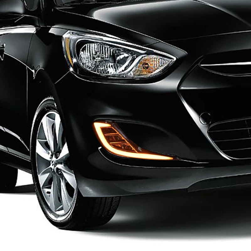 Hlxg светодиодный DRL Противотуманные фары для hyundai акцент 2012 2013 дневного света с