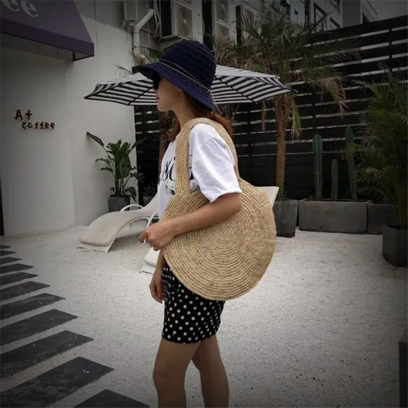 Модная летняя ручная сумка Lafite Grass, пляжная сумка, круглая ручная тканая сумка на плечо,, высокое качество, женская сумка, высокая емкость