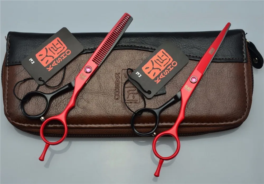 730 #5 5 'ཌ см Kasho высшего сорта Парикмахерские ножницы 440C белый красного цвета