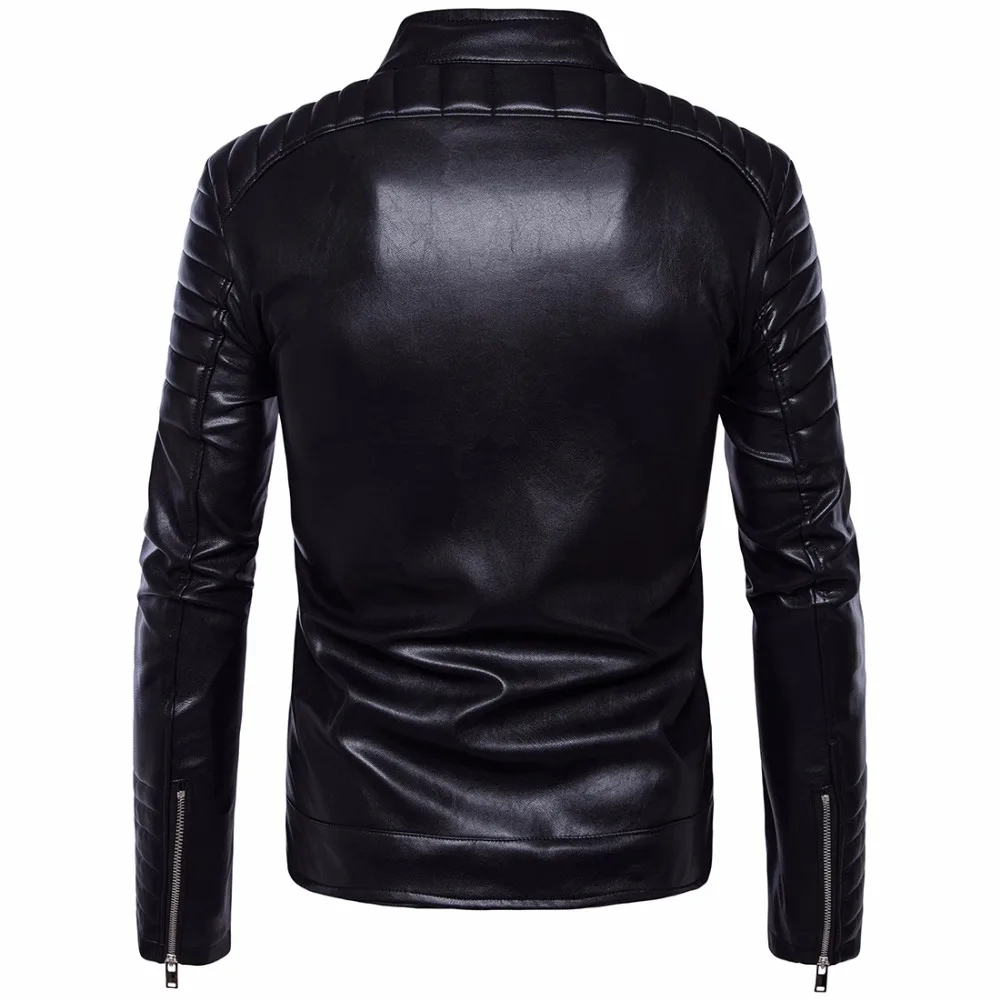 Luxury Vintage Jackets Mens Classic Retro Jacket Black Turn Down Collar Slim Faux Leather Biker Motorcycle Clothing | Мужская одежда
