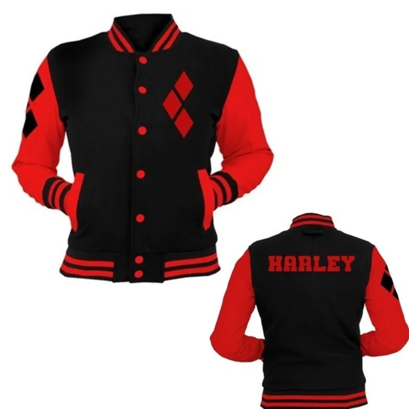 Модные женские свитшоты с принтом Харли Куинн повседневные бейсбольные топы