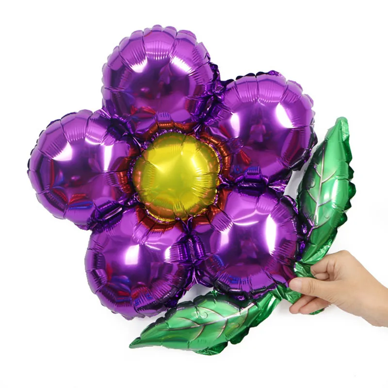 purple Воздушные шары из алюминиевой фольги с цветами 33*34 см, пять листьев, декор для свадебной комнаты, дня рождения, украшения в форме цветка, воздушные шары - Цвет: purple