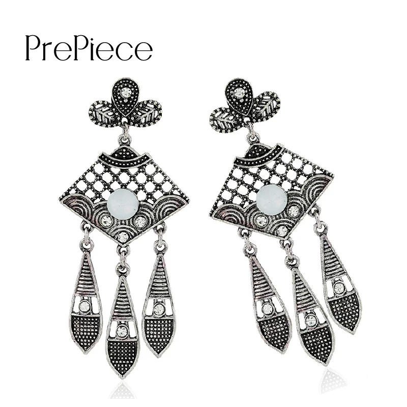 Prepiece Модные ажурные Длинные кисточкой падение серьги для женщин Цирконий