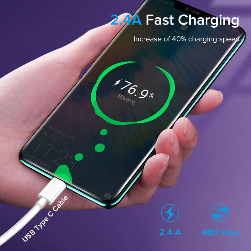 Кабель USB типа C EECPT 2.4A кабель для быстрой зарядки телефона зарядного устройства