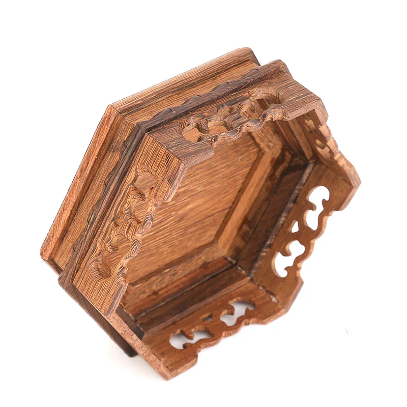 12-19.7cm Diameter Wenge Wood Mahogany Base hexagon base teapot ornaments incense Buddha flowers vase flowerpot rack | Дом и сад