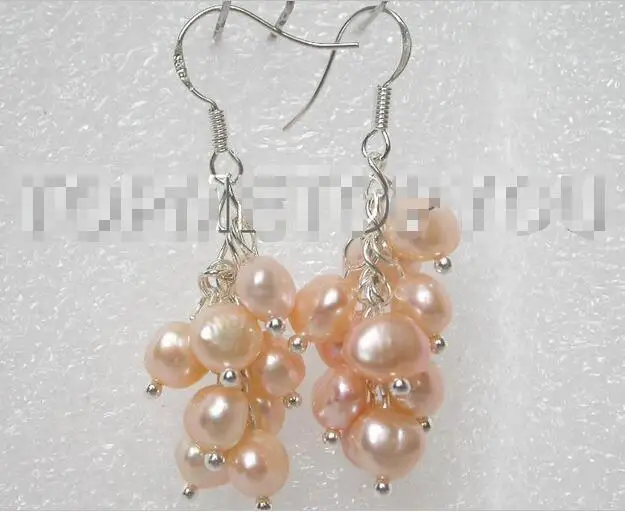 Оптовая цена 16 новых ^^^^ очаровательных! Висячие серьги с розовым барочным жемчугом E425