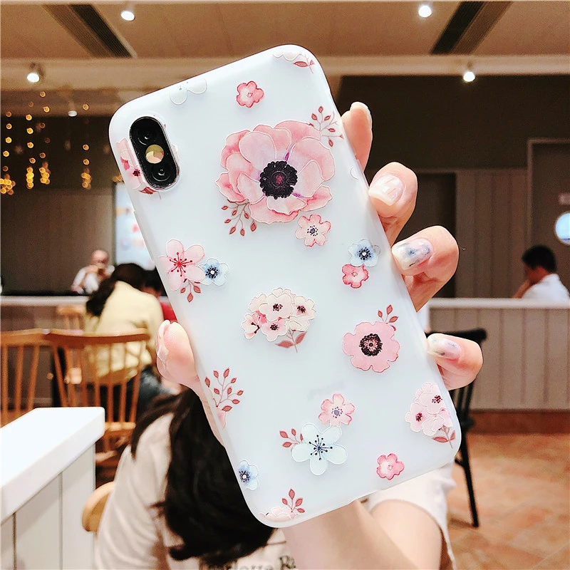 CAPAME Funda For iphone 6 Case 6S 7 8 Plus 5 5S SE Floral Cover TPU Phone Cases X Xs Max Xr Capa |