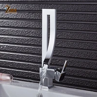 zgrk basin faucets single handle deck mounted chrome brass square tall bathroom sink faucet hot and cold mixer water tap