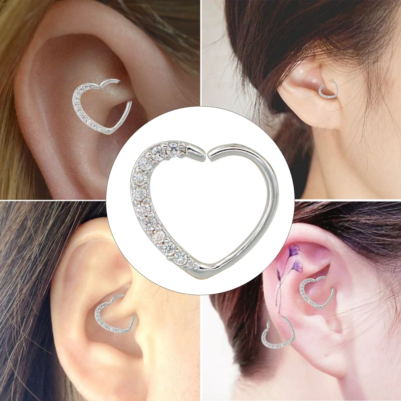 Тело панк пирсинг для хрящевой части уха сердце правое закрытие Daith Cartil Tragus шарнирное сегментное кольцо ювелирные изделия для тела серьги 16 колец