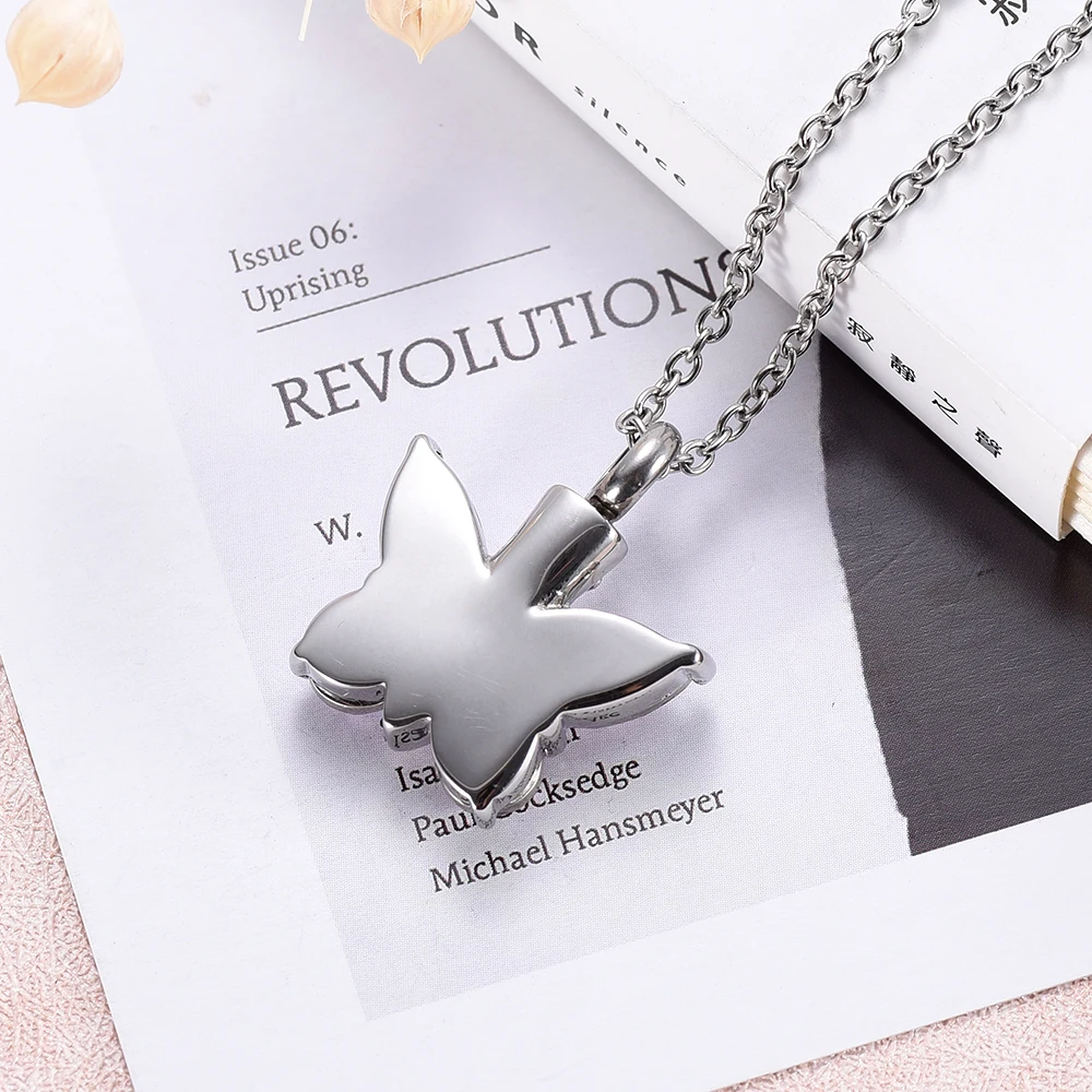 Бабочка серии кремации урна ожерелье мемориальное украшение для праха Keepsake из нержавеющей стали Урна кулон