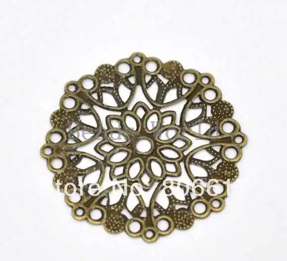 

50 Bronze Tone Filigree Flower Wraps Connector Embellishments Findings 35mm(W03484 X 1)