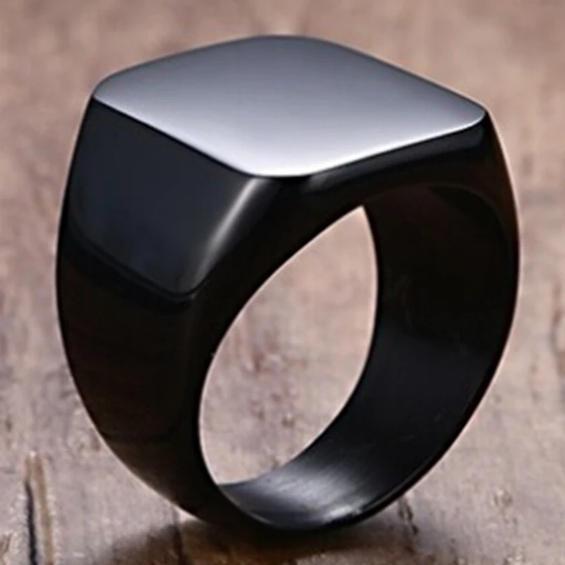 Вывеска-Кольцо из нержавеющей стали черного цвета размер 4-15 | Украшения и